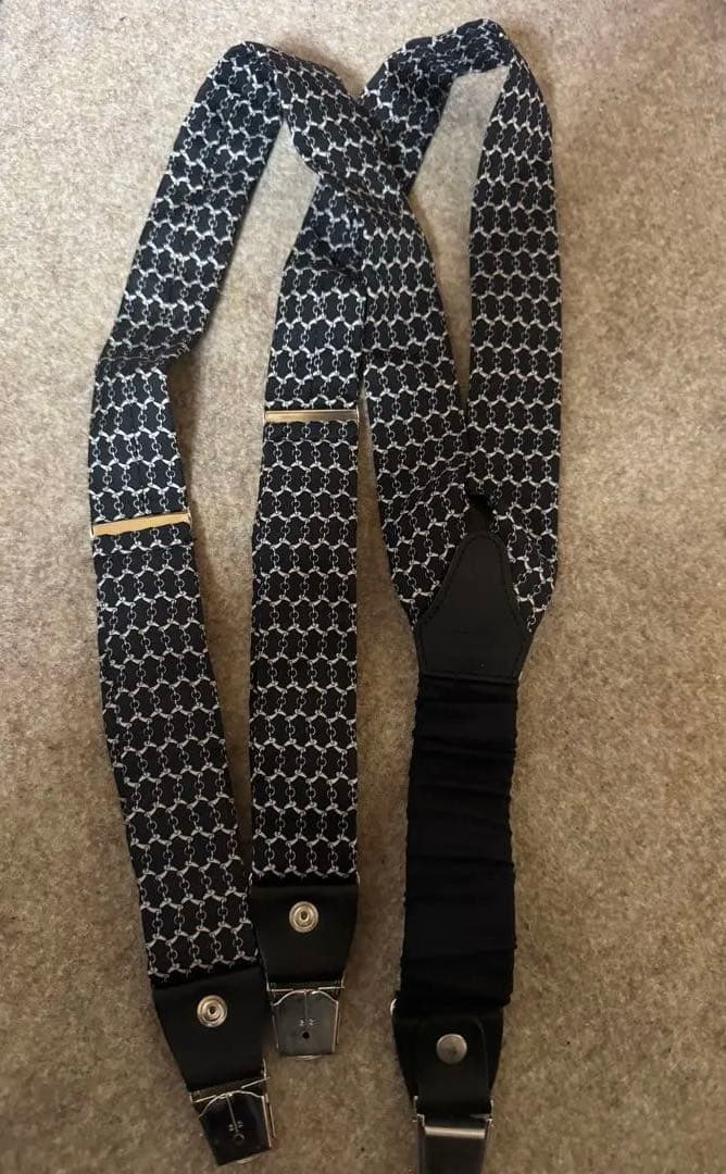 HERMES サスペンダー ブラック/ホワイト