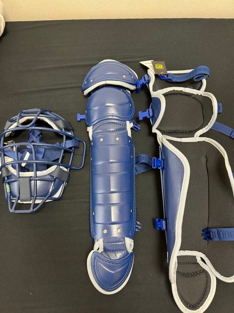 ZETTキャッチャーレガース マクスネイビー(軟式用）