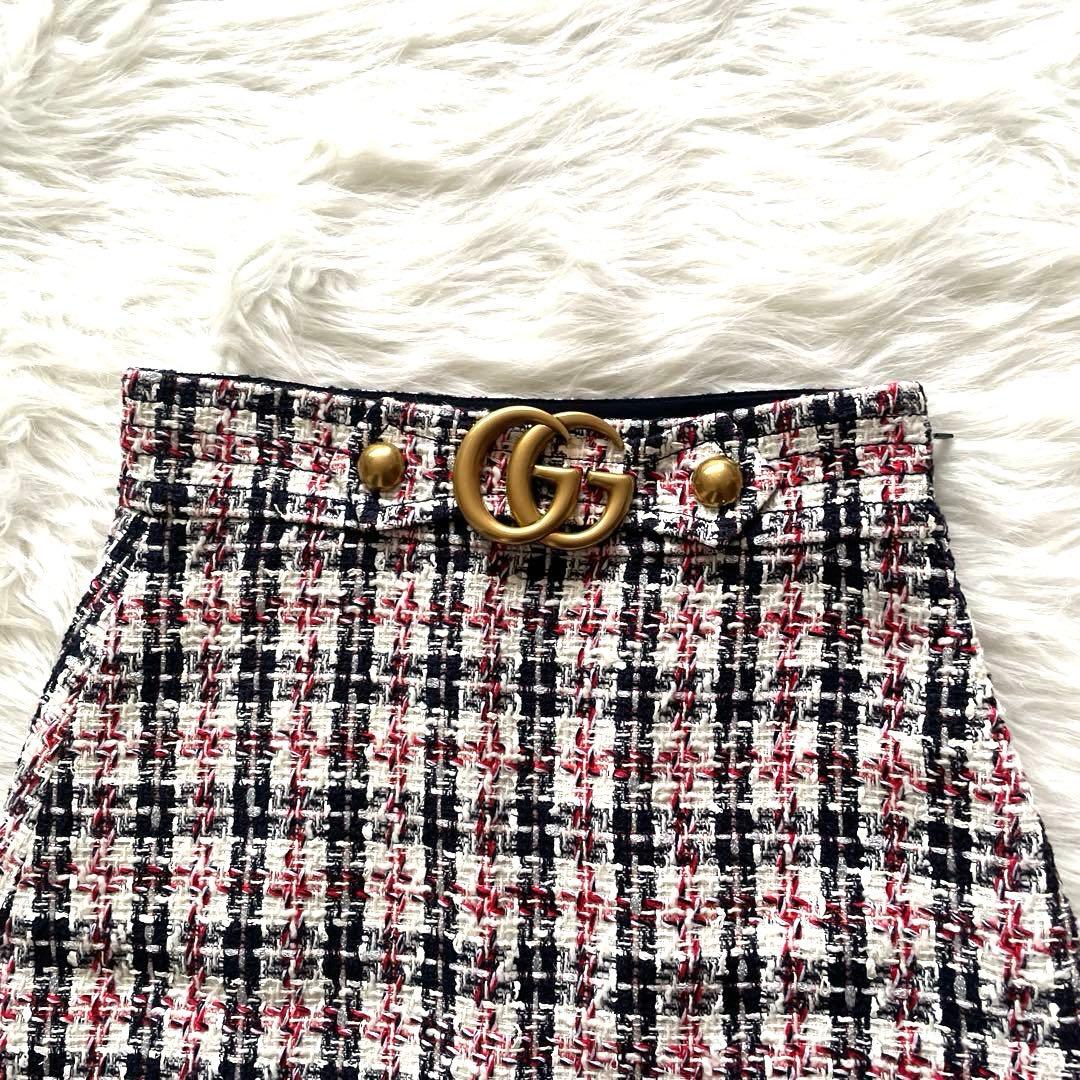 【GUCCI】GGロゴ付きツイードタイトスカート