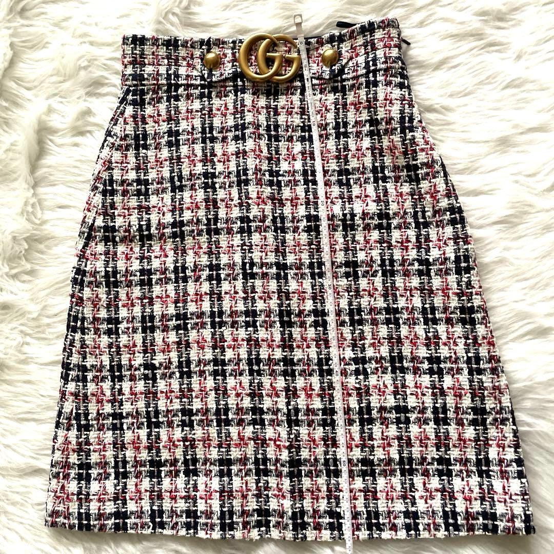 【GUCCI】GGロゴ付きツイードタイトスカート
