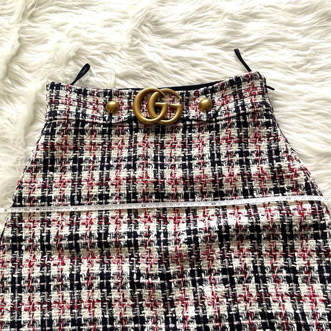 【GUCCI】GGロゴ付きツイードタイトスカート