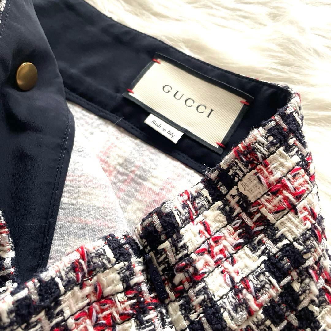 【GUCCI】GGロゴ付きツイードタイトスカート