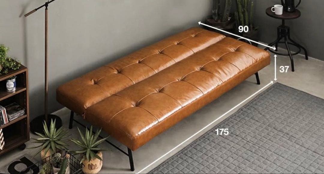 ブラウン レザー ソファベッド