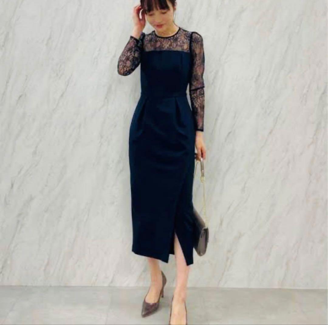 本日限定価格★ラグナムーン オケージョン スリーブレースカッティングドレス M