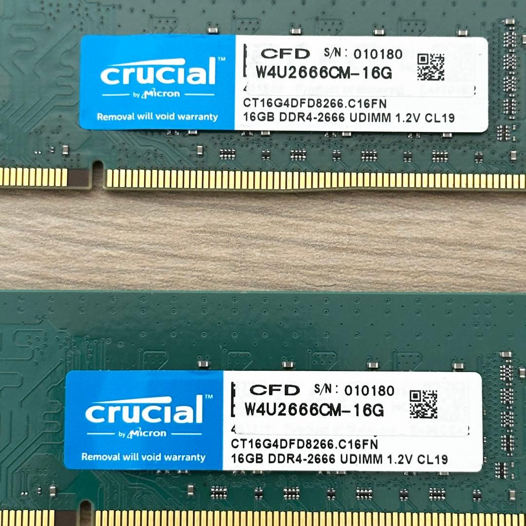 32GB(16GBx2枚) ✨ CRUCIAL DDR4 デスクトップ用メモリ