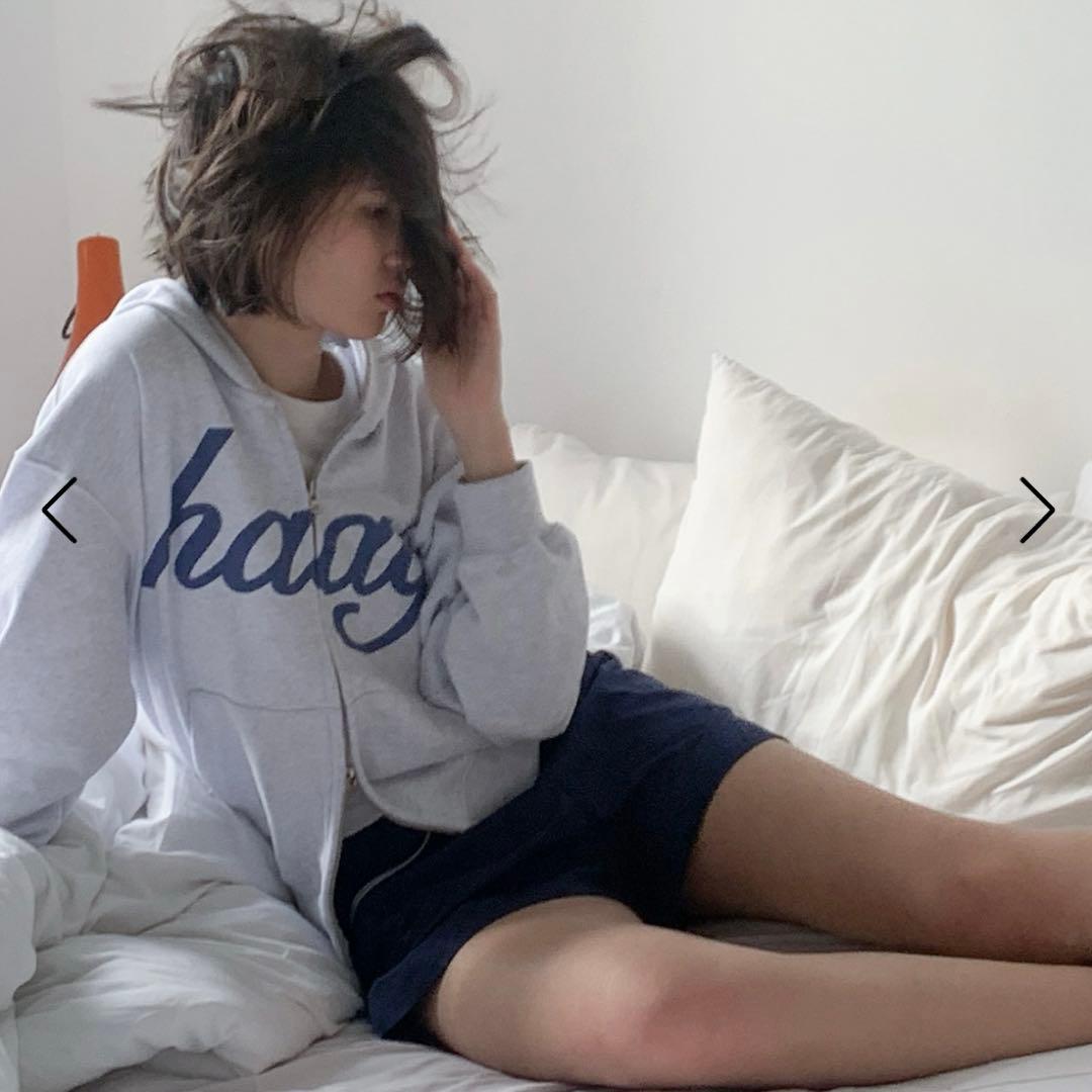 トップス haag a mix hoodie zip-up light grey