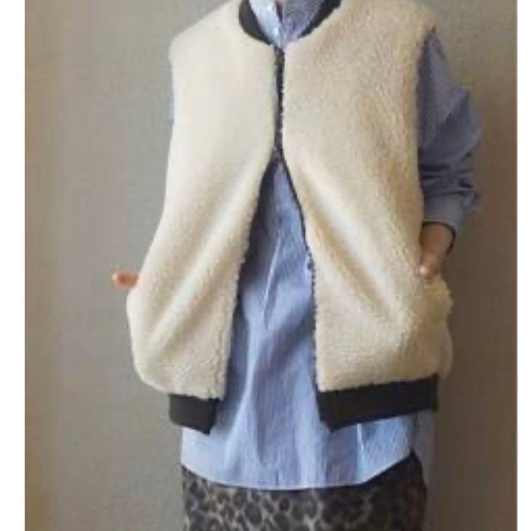 トップス ARMEN ZIP-UP FLEECE RIB COLLAR VEST