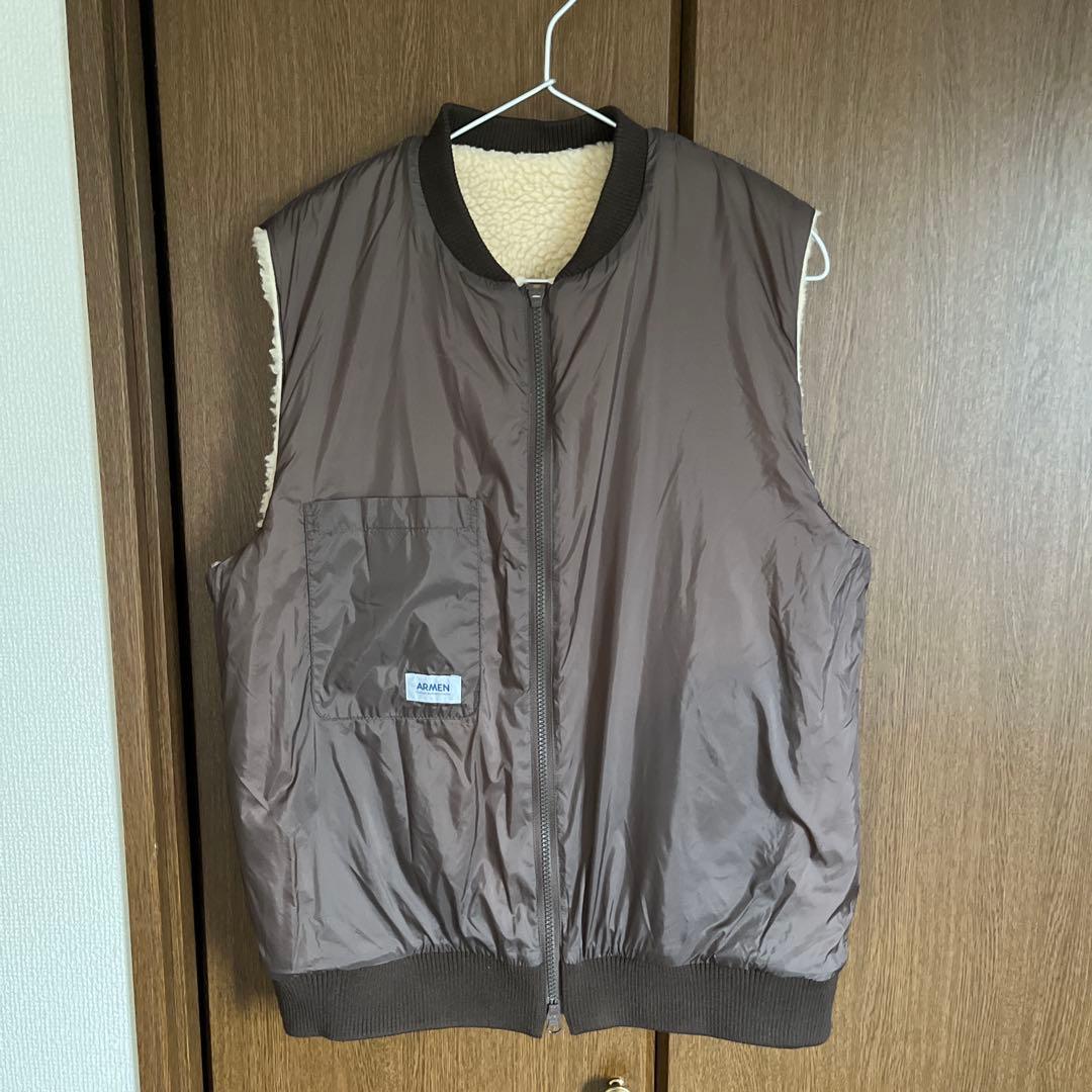 トップス ARMEN ZIP-UP FLEECE RIB COLLAR VEST