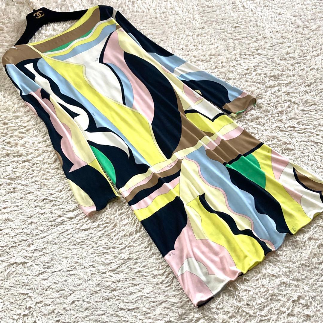 エミリオプッチ シルク混 プッチ柄 ワンピース 総柄 幾何学模様 マルチカラー