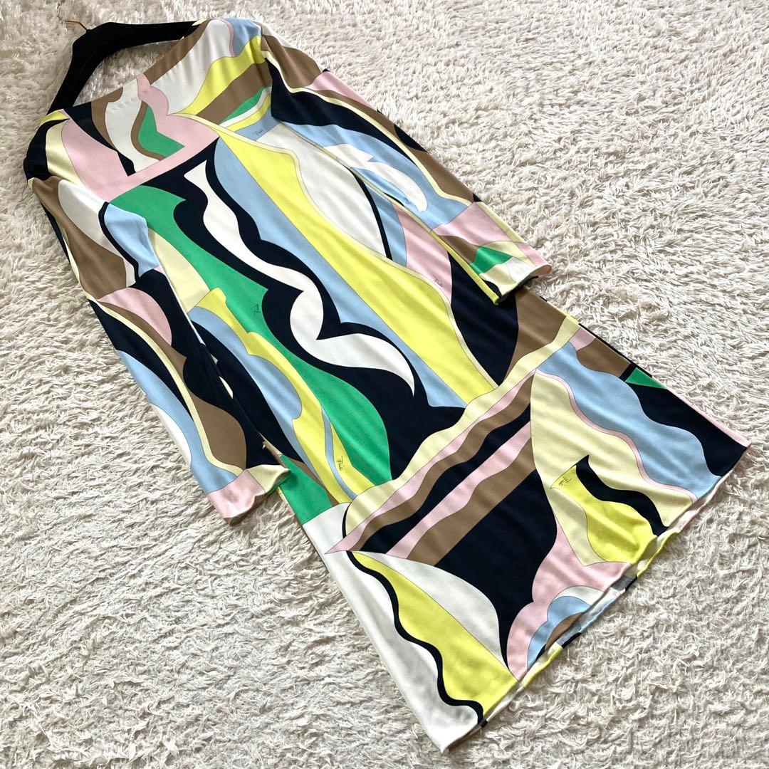 エミリオプッチ シルク混 プッチ柄 ワンピース 総柄 幾何学模様 マルチカラー