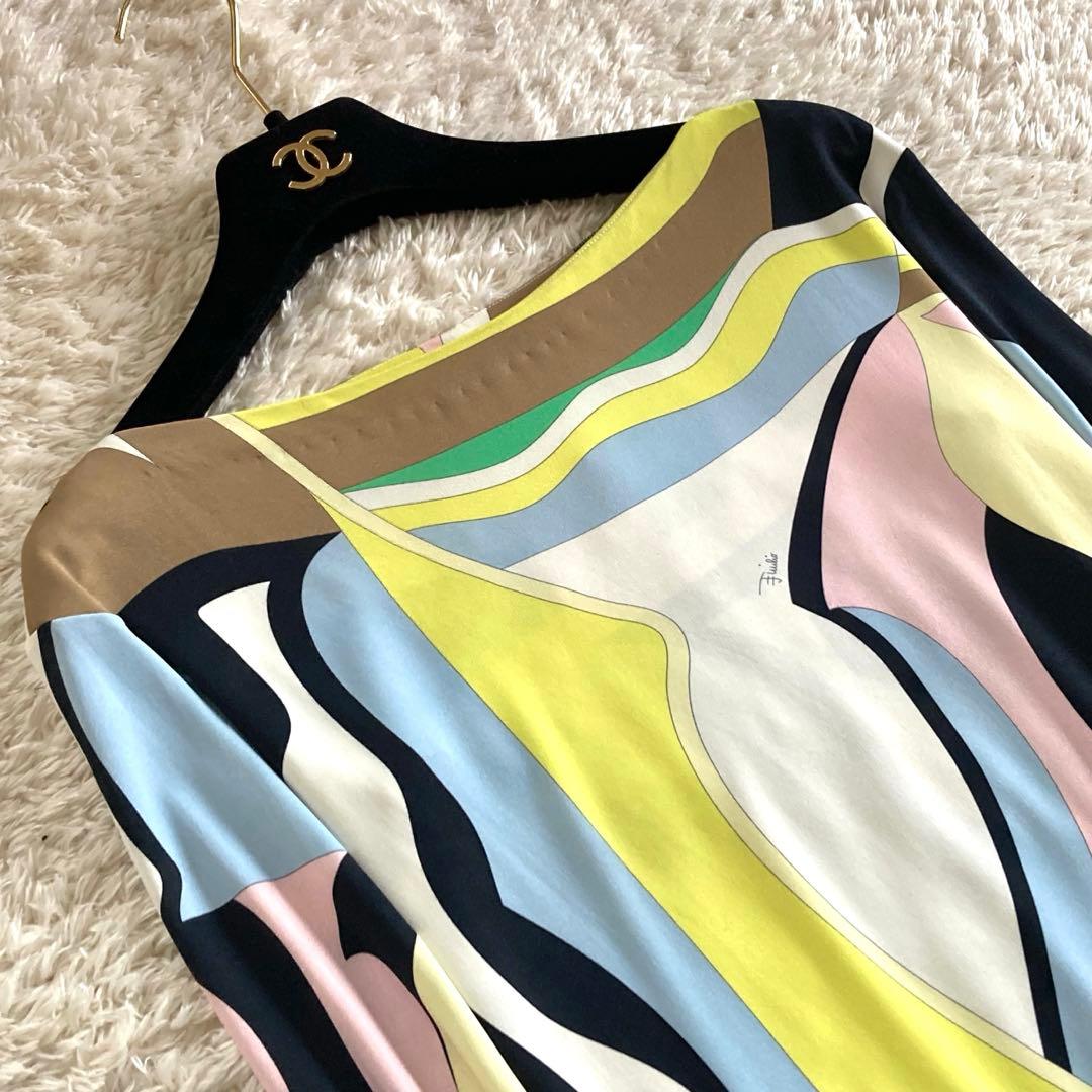 エミリオプッチ シルク混 プッチ柄 ワンピース 総柄 幾何学模様 マルチカラー