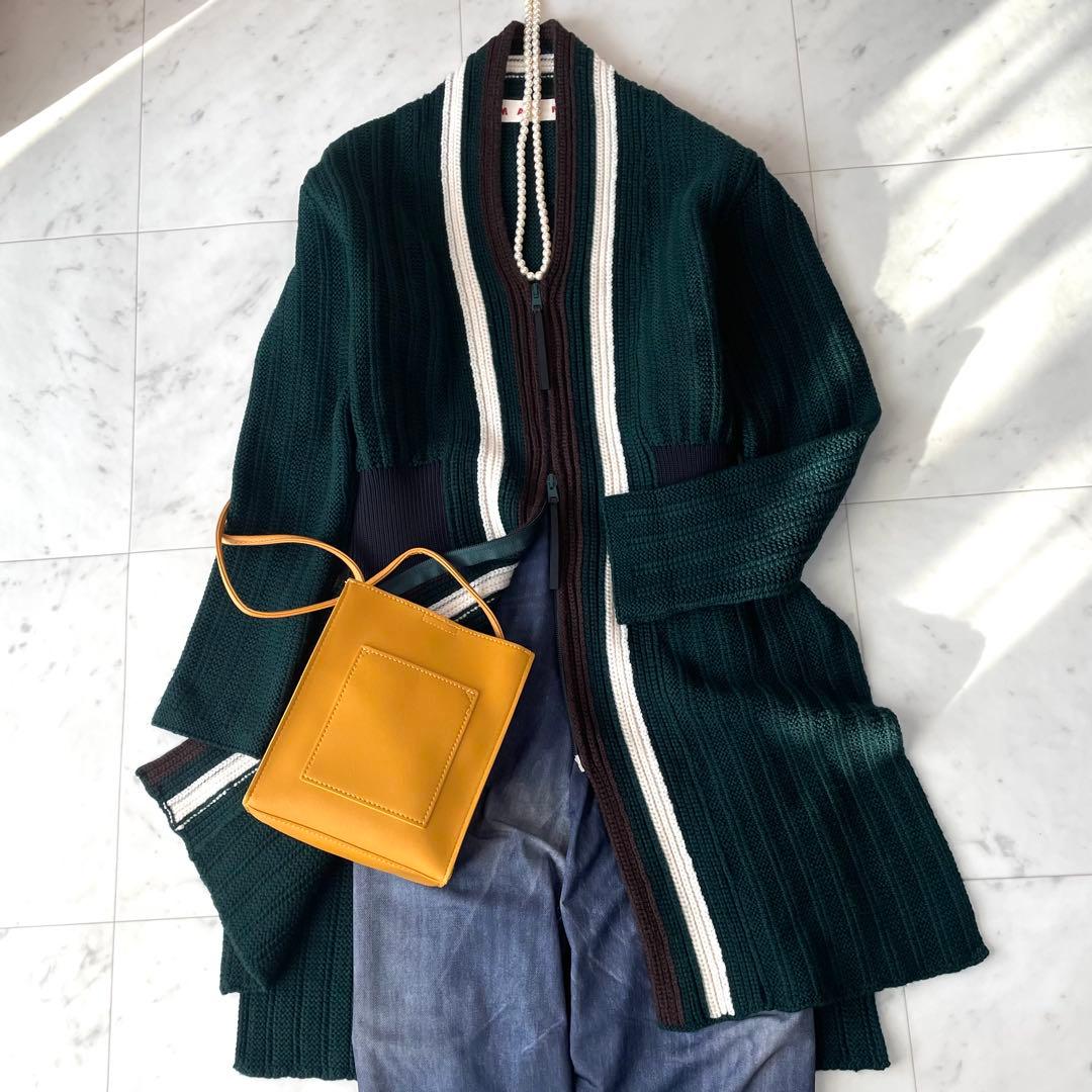 MARNI ニットカーディガン チュニック ウール 38 ダブルジップ ①