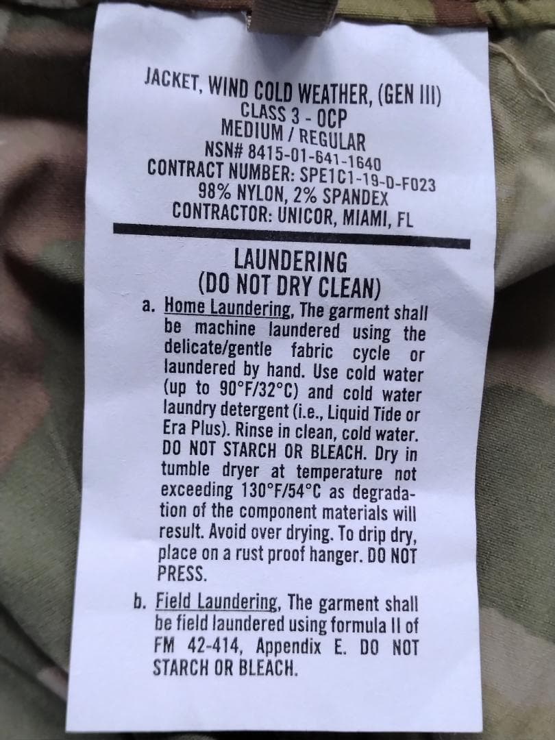 未使用 GEN3 LEVEL5 OCP ソフトシェルジャケット