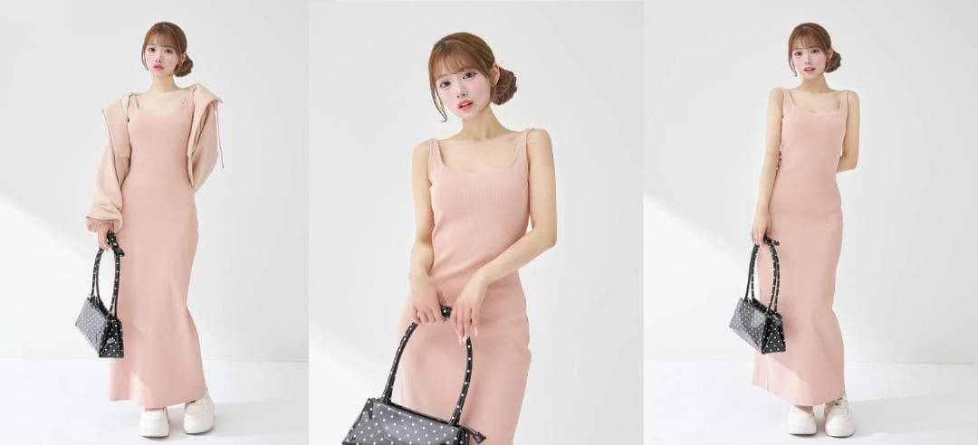 ダーリッチ darich シェイプリブカットロングワンピース グレー FS