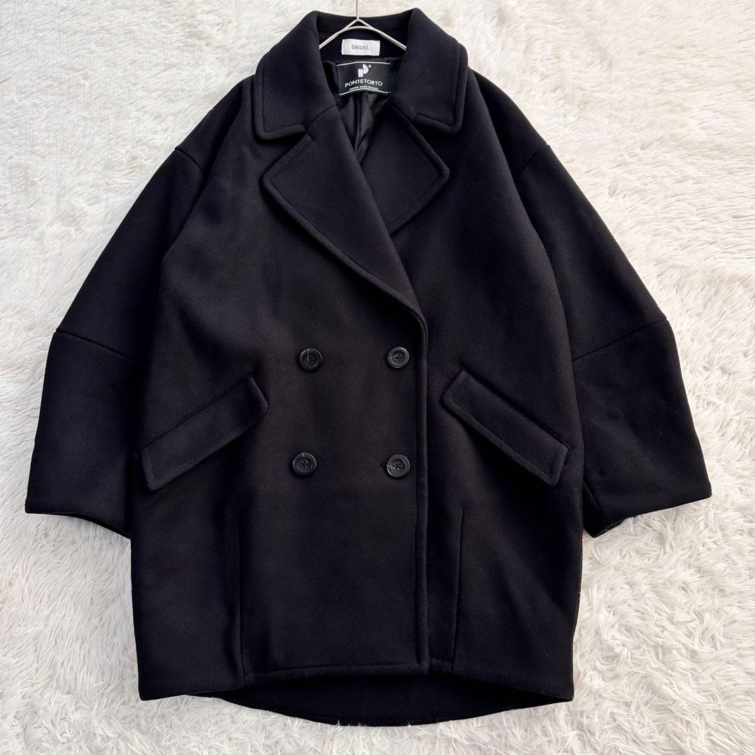 SNIDEL ウールコクーンダブルコート オーバーサイズ イタリア生地 ブラック