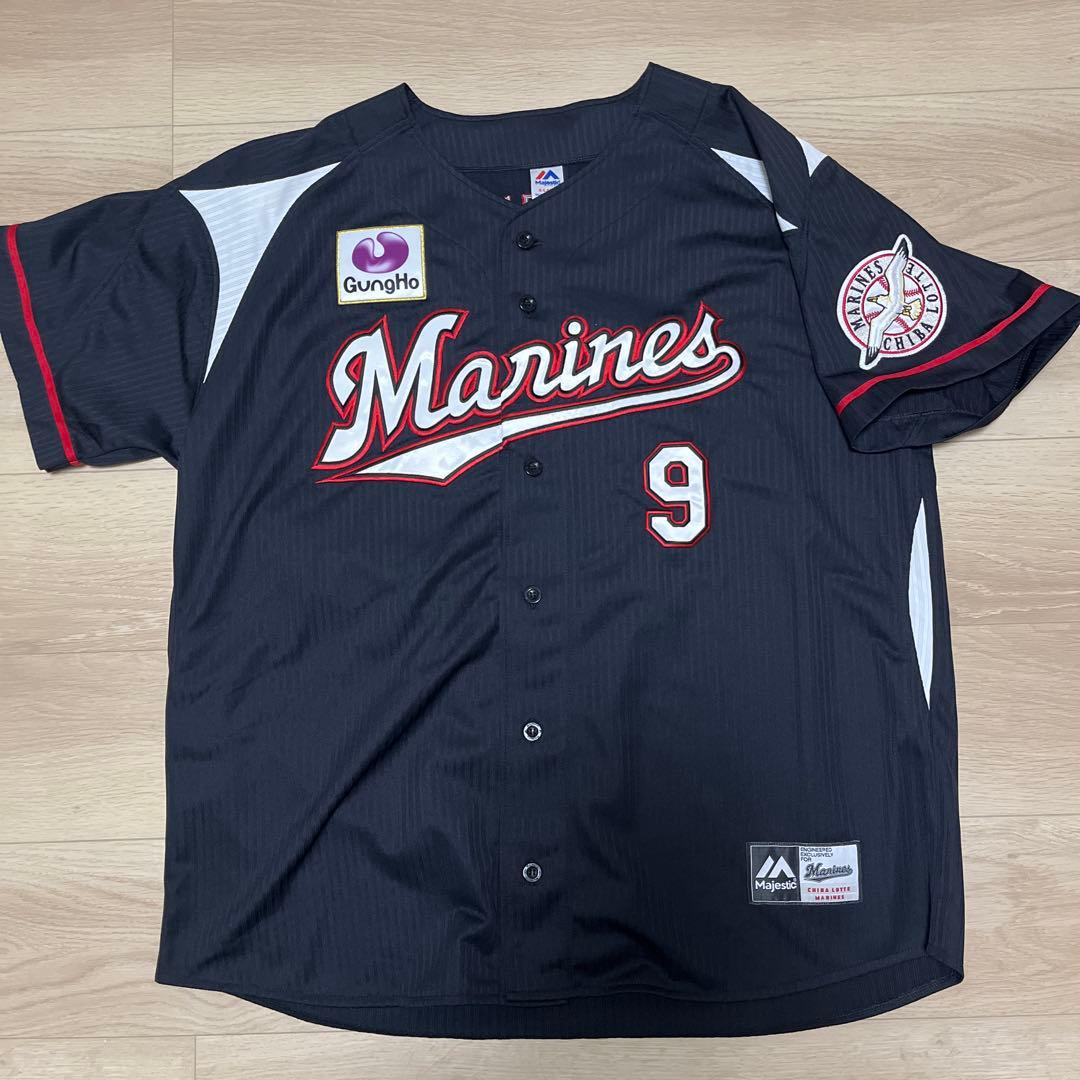 千葉ロッテマリーンズ　福浦　ビジターユニフォーム　刺繍ユニフォーム