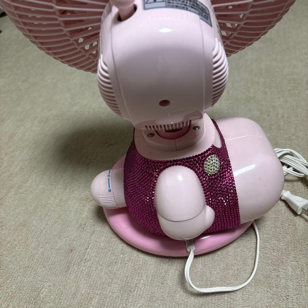 美品／ハローキティ 卓上扇風機 スワロ付き