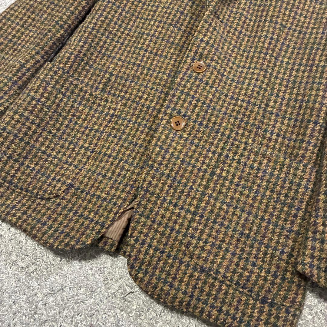 【美品】トランスコンチネンツ ハリスツイード テーラードジャケット ブラウン M