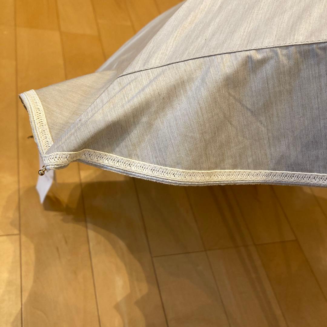グレイシー　バンブー持ち手付きベージュフリル日傘