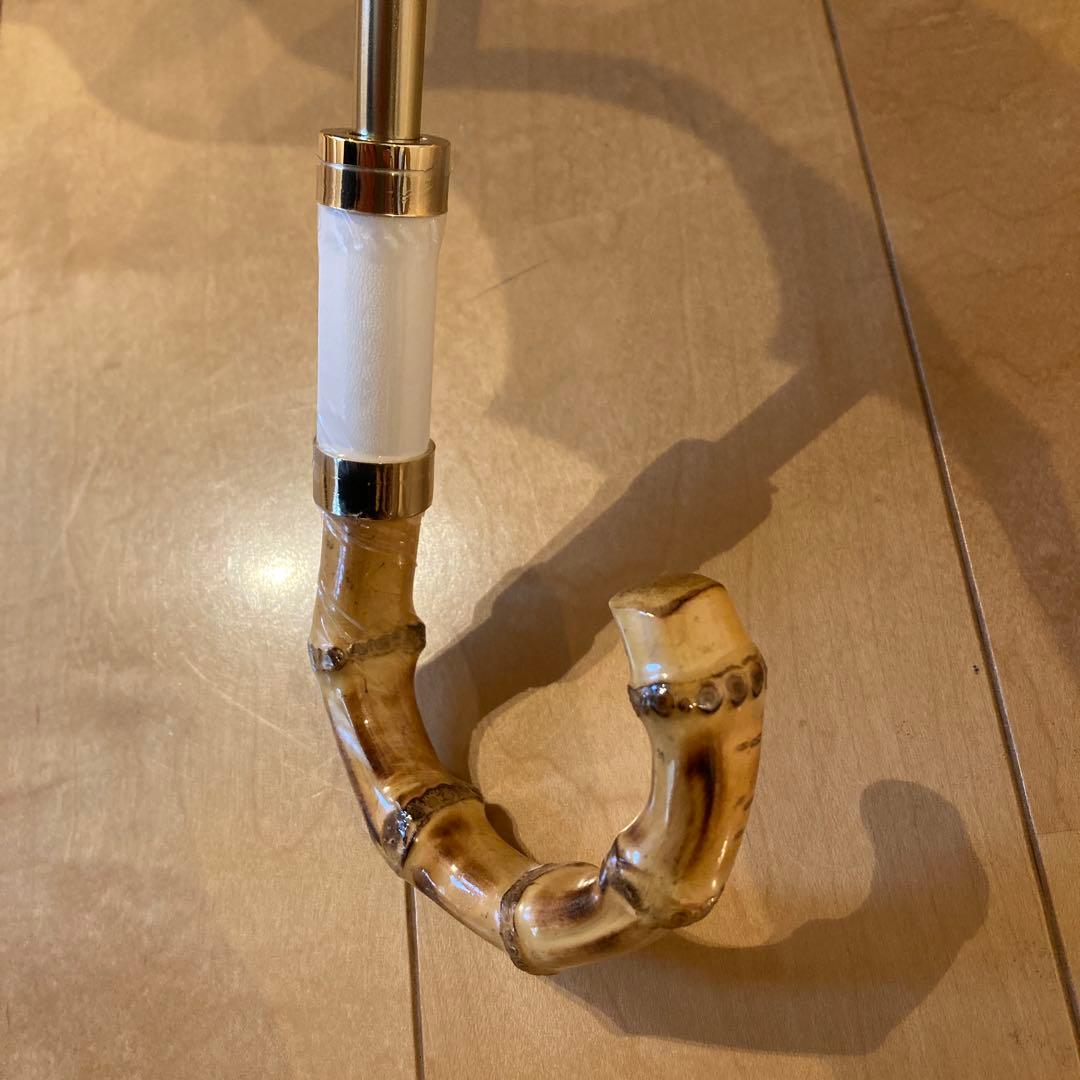 グレイシー　バンブー持ち手付きベージュフリル日傘