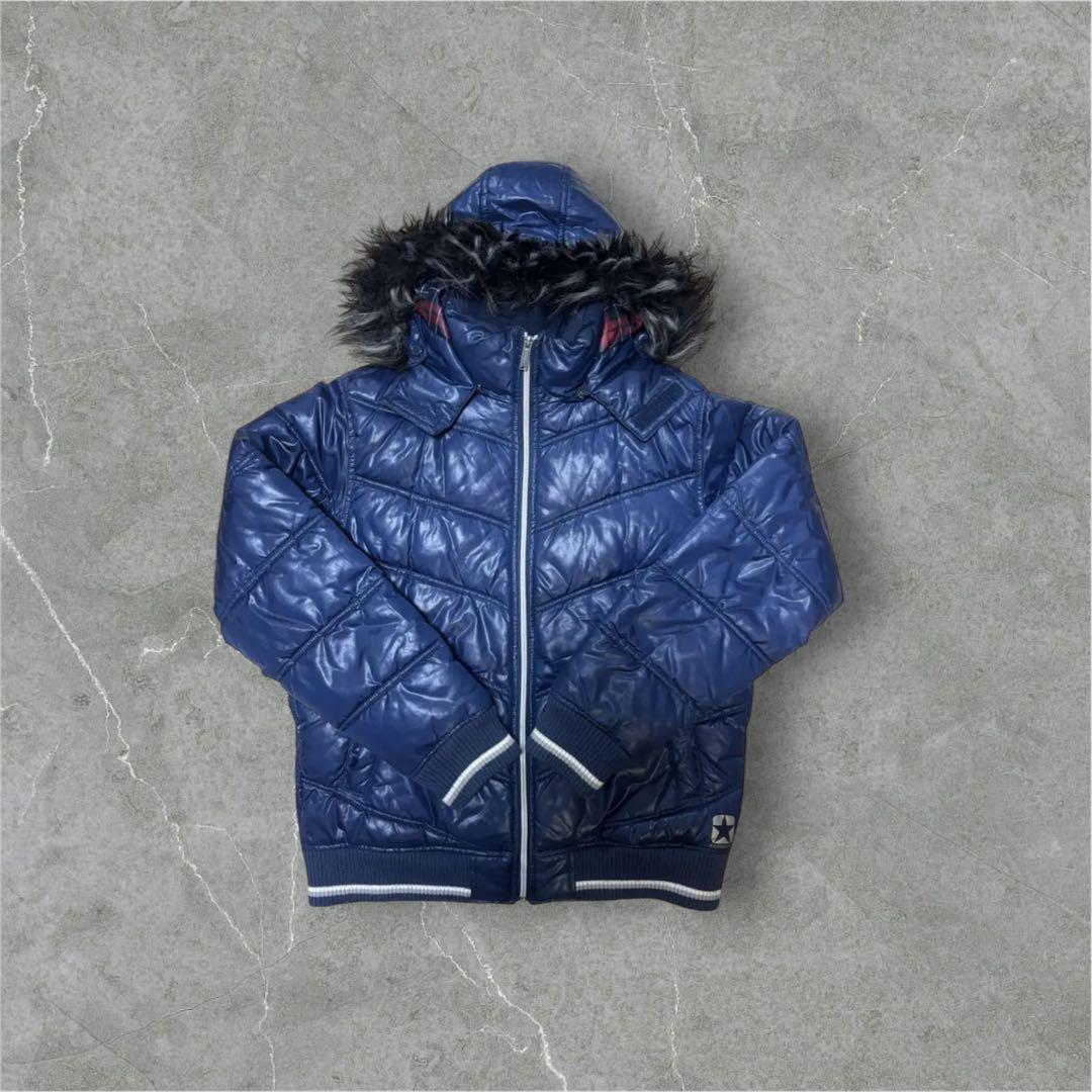 Y2Kファーダウンジャケット平成ギャル 男光沢短丈 archive グランジ