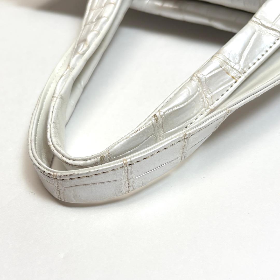 高級　ZAO ザオー　クロコハンドバッグ　パールホワイト　JRA認定