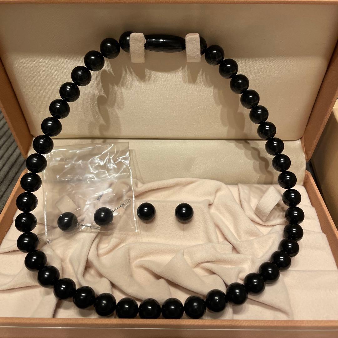 Princess JET 天然ジェット ネックレス ピアス セット 鑑別書付き