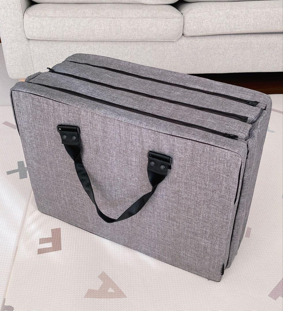 折りたたみ式ベビー布団セット グレー（枕、掛け布団は未使用）