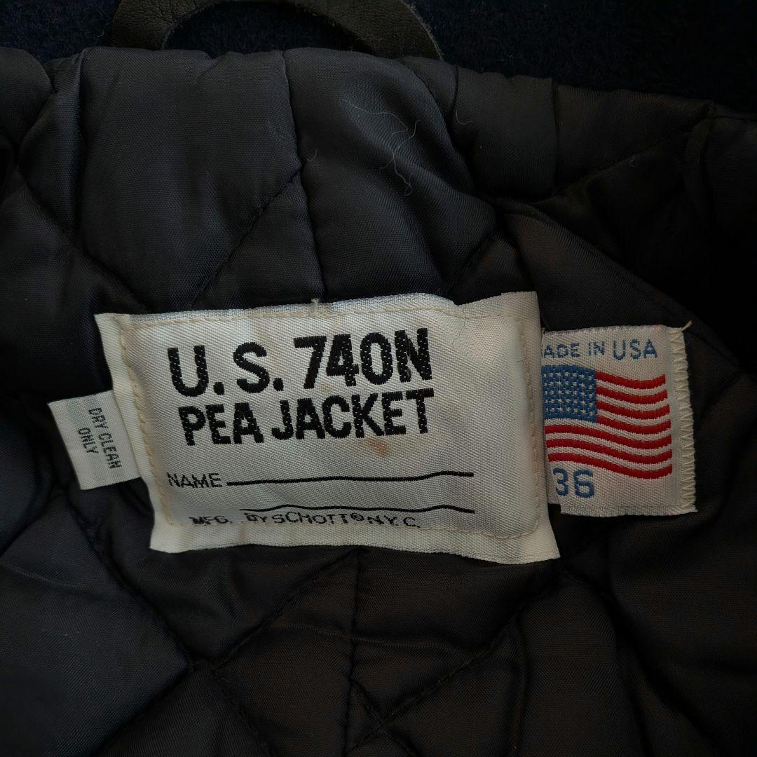 希少　ショット　ネイビー ウールコート ピーコート　USA 36