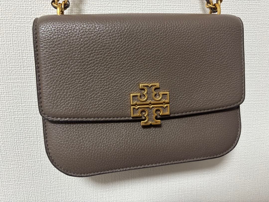 Tory Burch グレー レザー ショルダーバッグ