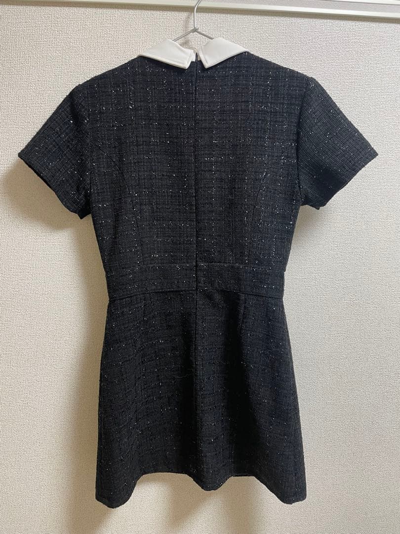 【新品】RANDY アシンメトリーツイードハーフスリーブドレス