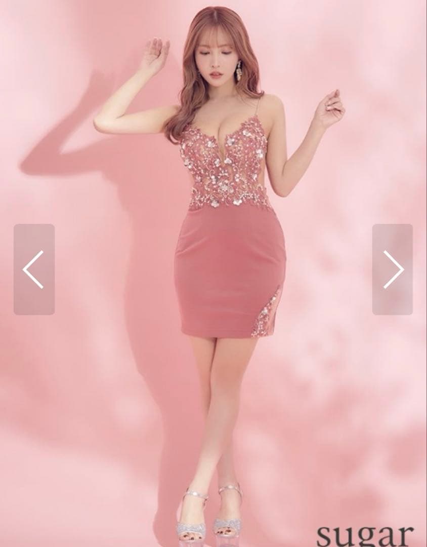 エンジェルアール ビジュー タイト ミニドレス キャバドレス ピンク　ドレス