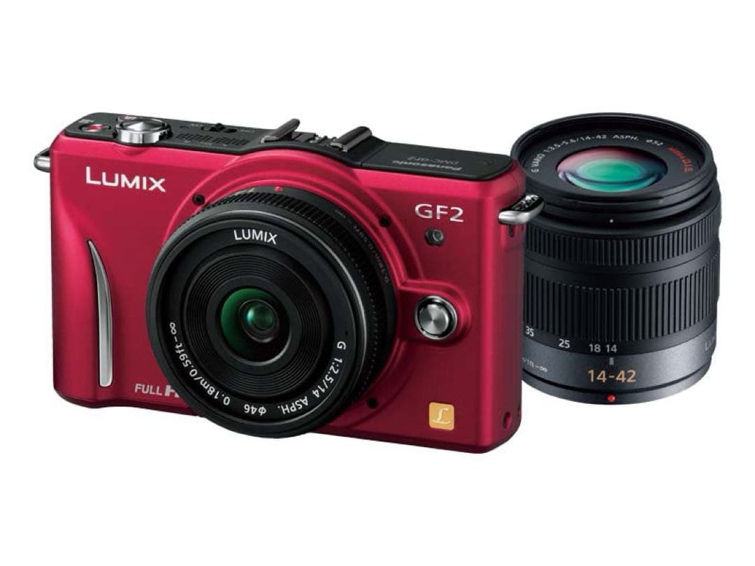 LUMIX GF2 赤 ミラーレスカメラ 14-42mm