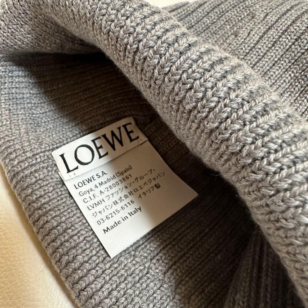 新品未使用 LOEWE ウールニット ビーニー ニットキャップ グレー