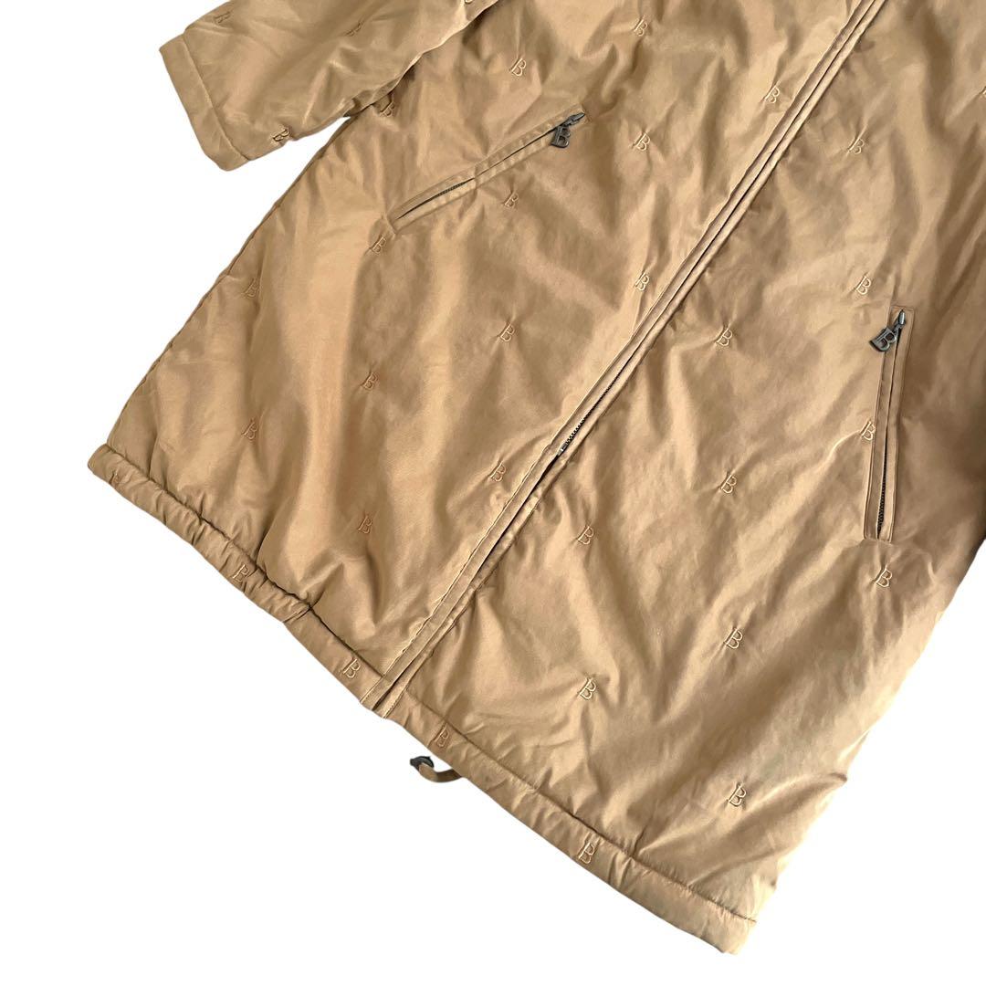 美品 90sヴィンテージ Burberry ロゴ総柄 中綿入り コート フード付