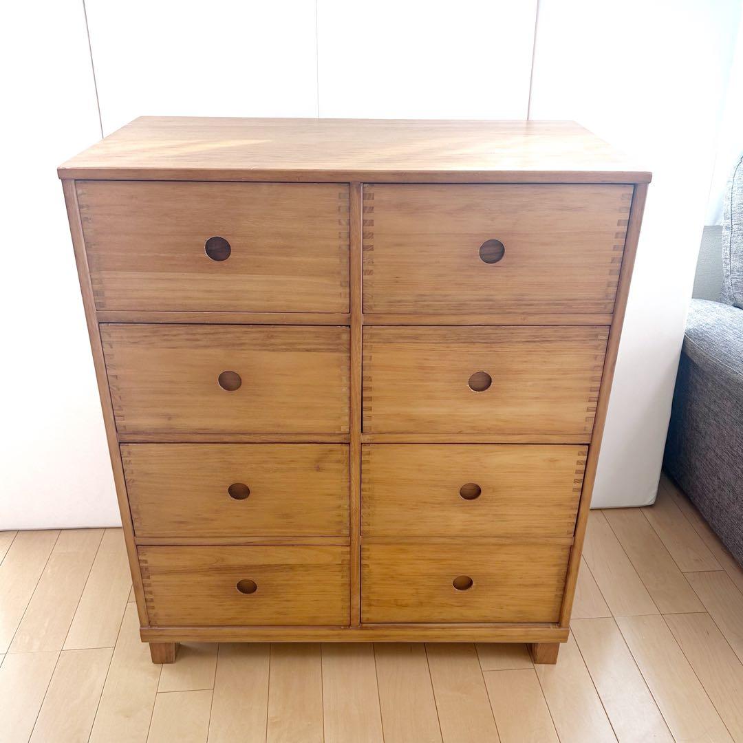 アンティーク　桐　ミドルチェスト　ロッキング工法　アポセカリー 9杯 幅80蟻組