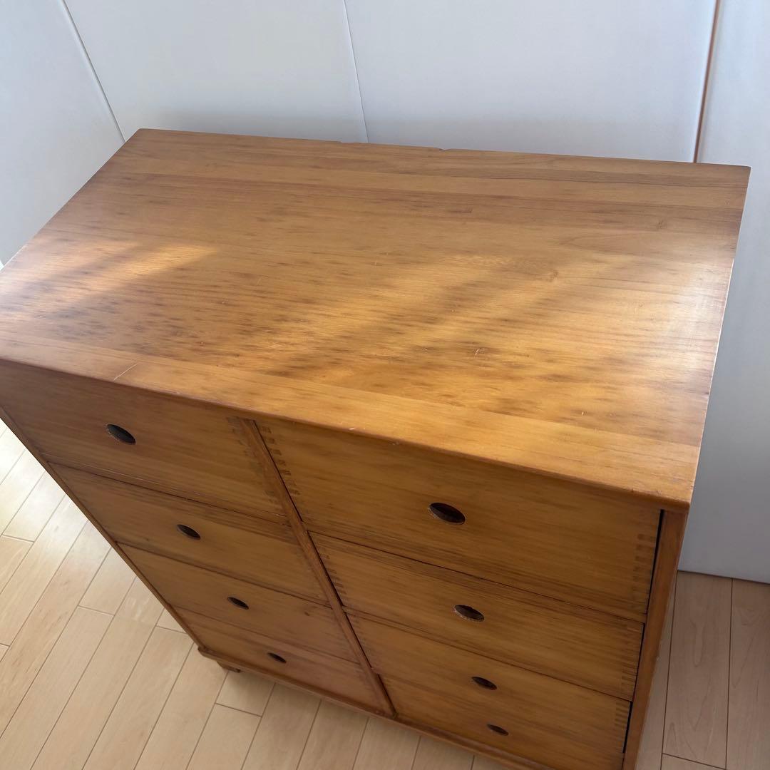 アンティーク　桐　ミドルチェスト　ロッキング工法　アポセカリー 9杯 幅80蟻組