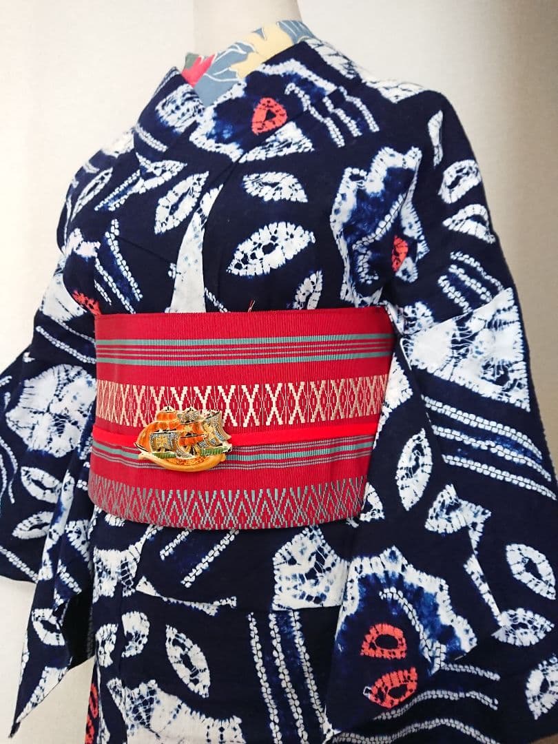 セミアンティーク浴衣セミアンティーク有松絞り浴衣薔薇柄 大正浪漫アンティーク着物