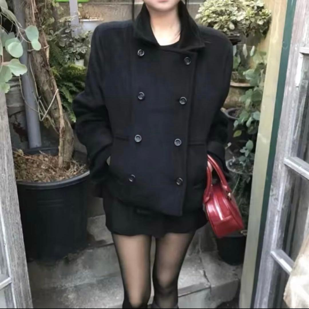 新品タグ付き amood modimood ダブルカラー ウール ハーフ コート