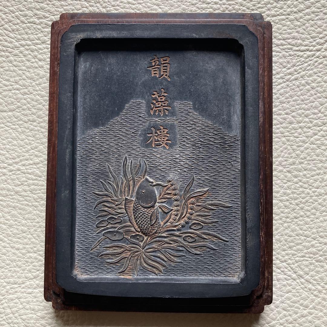 最高級中国墨　韻藻楼　休城胡開文製　大清乾隆年造　寸11.7×8.6×1.8cm