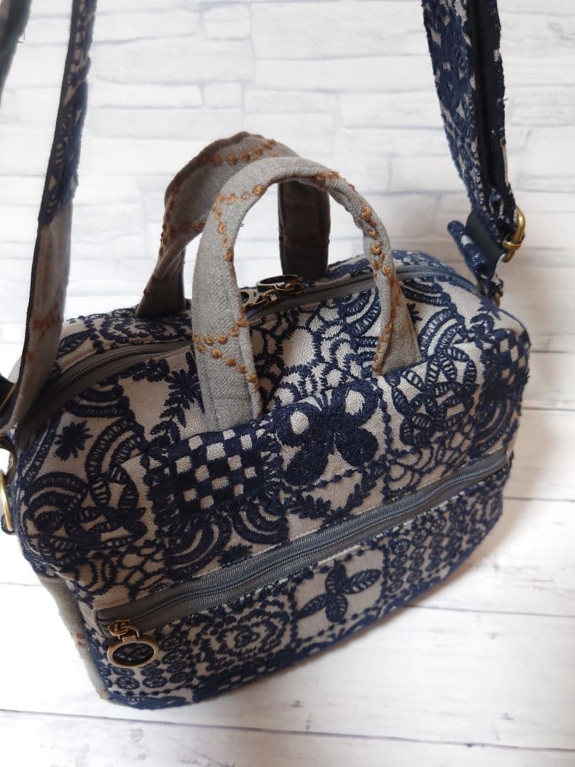 forest tile gray　ミナペルホネン　ボストンバッグ