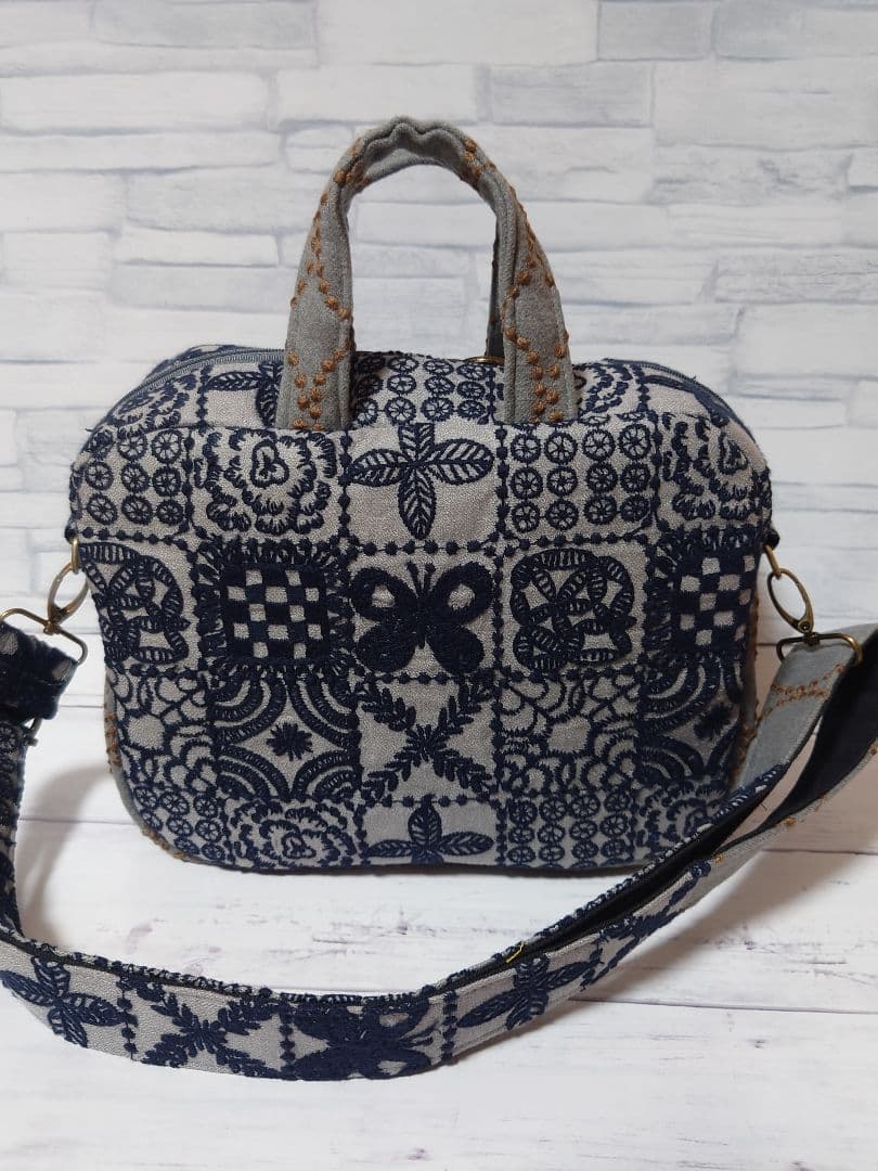 forest tile gray　ミナペルホネン　ボストンバッグ