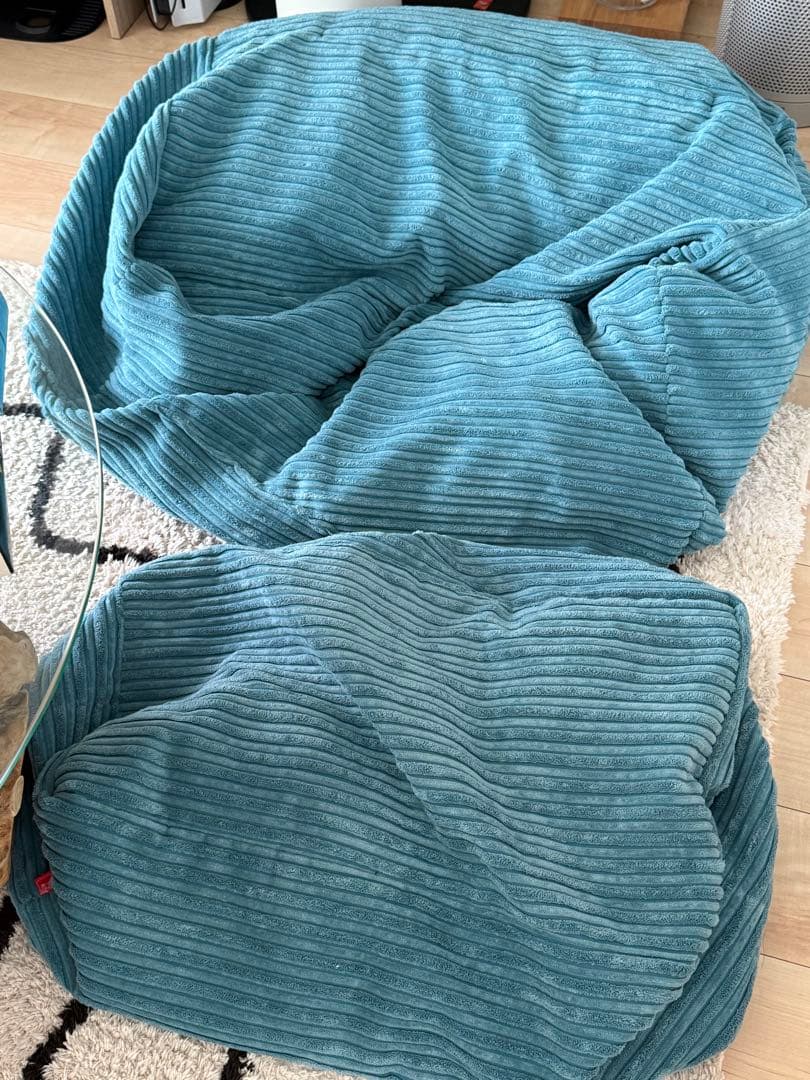 loungepug ビーズクッションチェアクラシックコーデュロイターコイズブルー