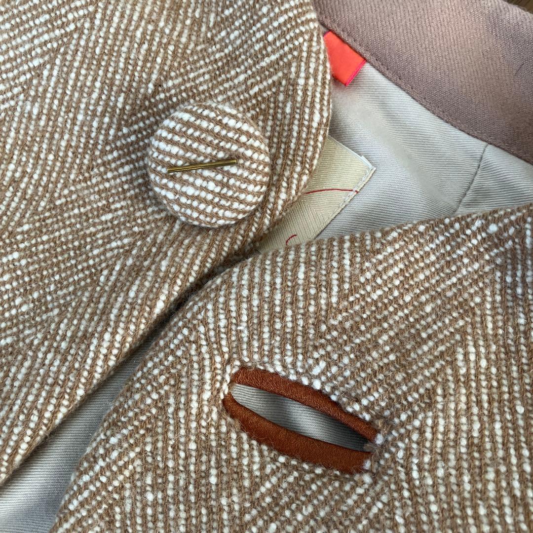 パラスパレス　ヘリンボーン織り　膝丈コート　カシミヤ混　 Lサイズ