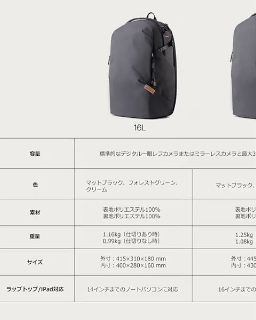 PGYTECH の OneGo Lite カメラリュック 16L 〈ブラック〉