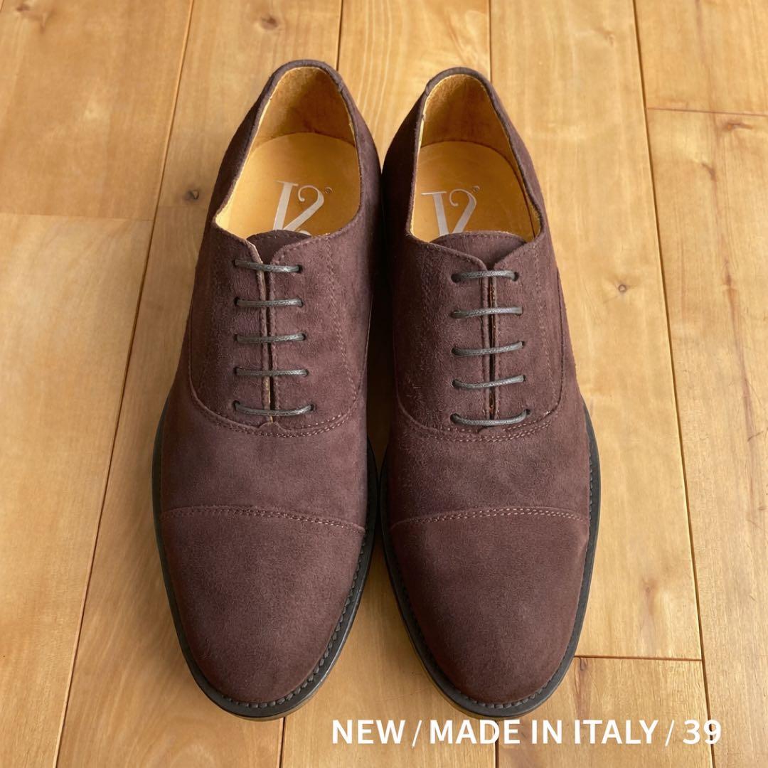 新品 イタリア製 スエード 革靴 メンズ 39 ブラウン カジュアル