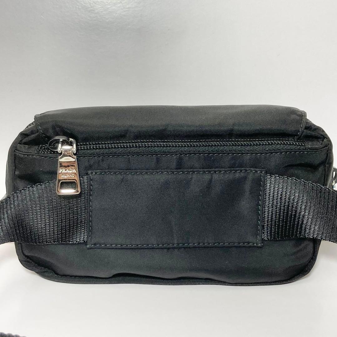 E9206 美品 プラダ PRADA ロゴプレート ウエストポーチ ナイロン