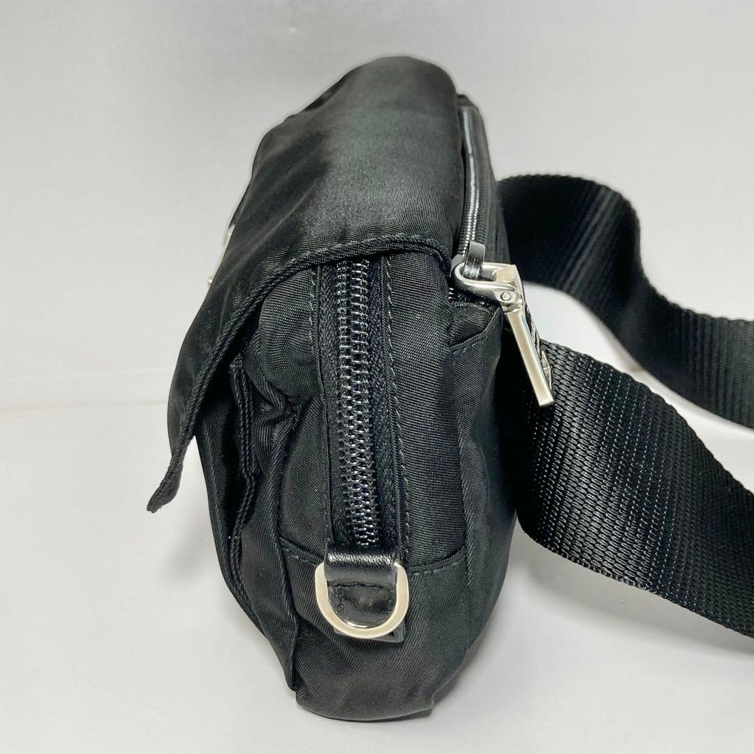E9206 美品 プラダ PRADA ロゴプレート ウエストポーチ ナイロン