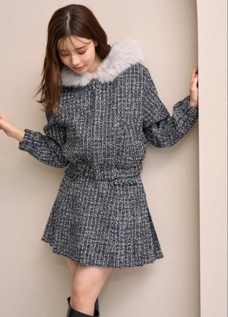 スナイデル　ファー付きフードブルゾン　ネイビー　01サイズ