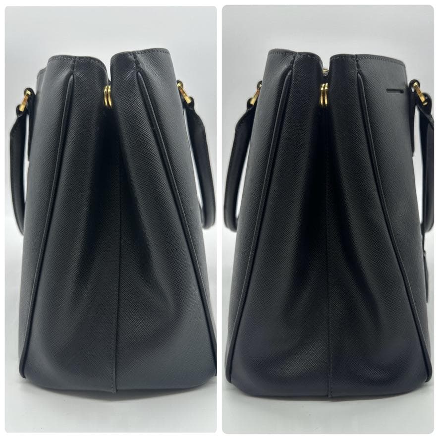 【極美品】プラダ サフィアーノ ガレリア 2WAYハンドバッグ レザー ブラック